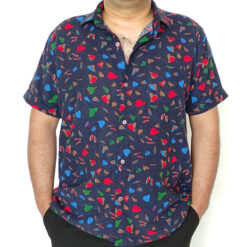 پیراهن مردانه لینن سرمه ای برگ