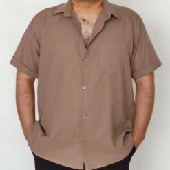 پیراهن مردانه لینن حصیری شکلاتی