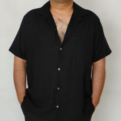 پیراهن مردانه لینن حصیری مشکی