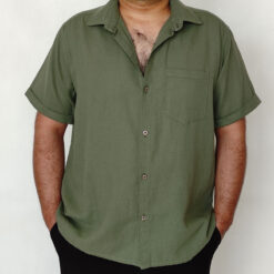پیراهن مردانه لینن حصیری سبز