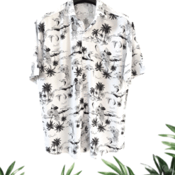 پیراهن مردانه هاوایی سفید مشکی