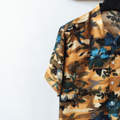 پیراهن مردانه هاوایی گل ختمی آبی